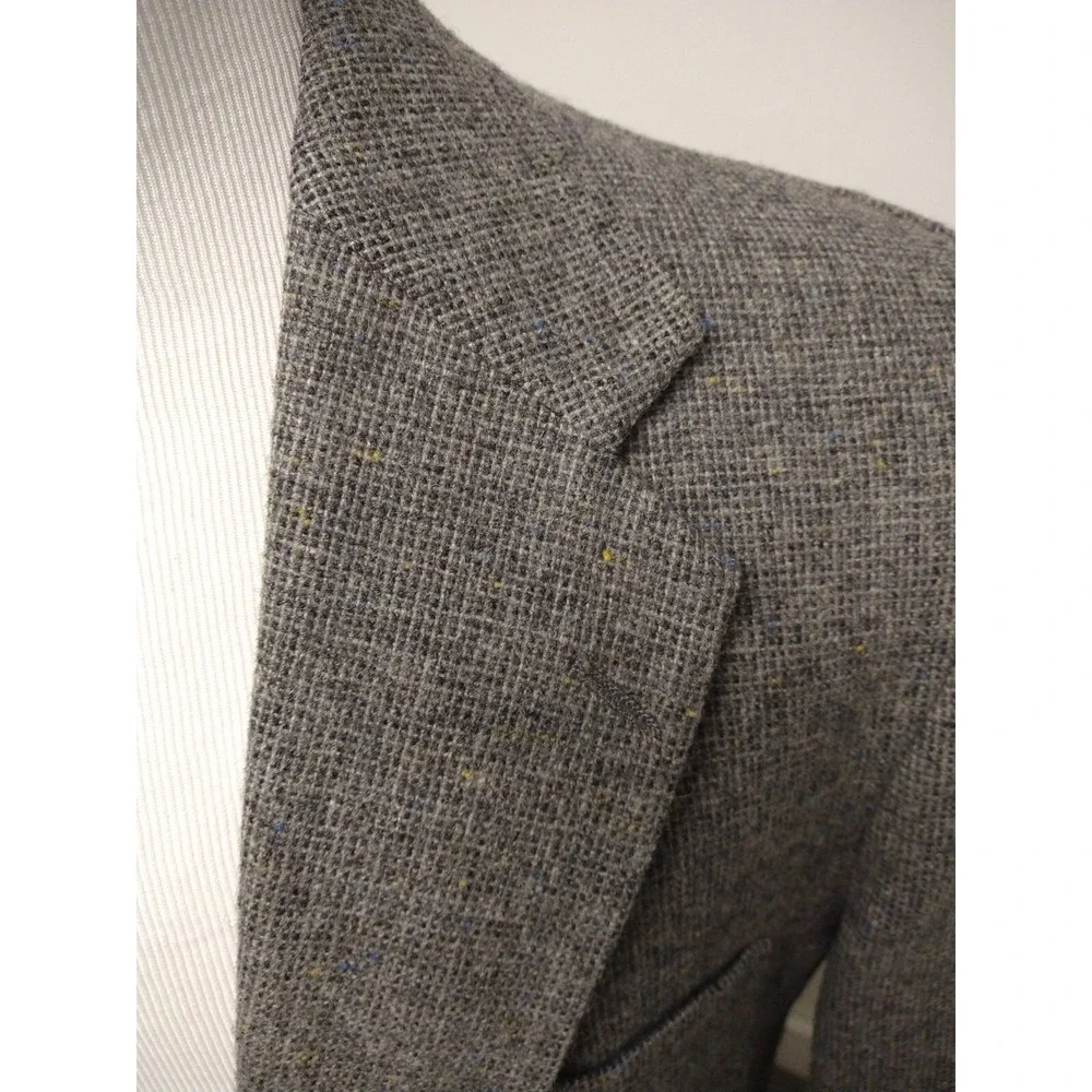 Hunt Valley Vintage Men's 44R Tweed Elbow Patches Gray Wool Blazer Jacket Coat